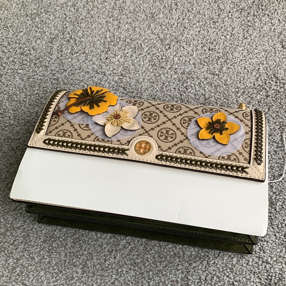 NWT in original packaging Tory Burch T monogram Braided Floral Shoulder Bag$748 - Picture 7 of 11
